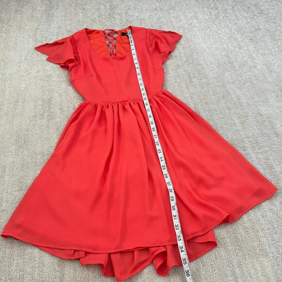 3 for $6 Lulus La Brea Summer Short Sleeve Lace Up Open Back Mini Dress S - Picture 5 of 9